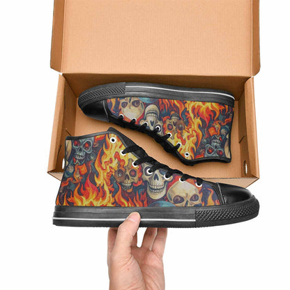 MEN'S Skulls - Flaming High Top Canvas Dark Academia Sneakers