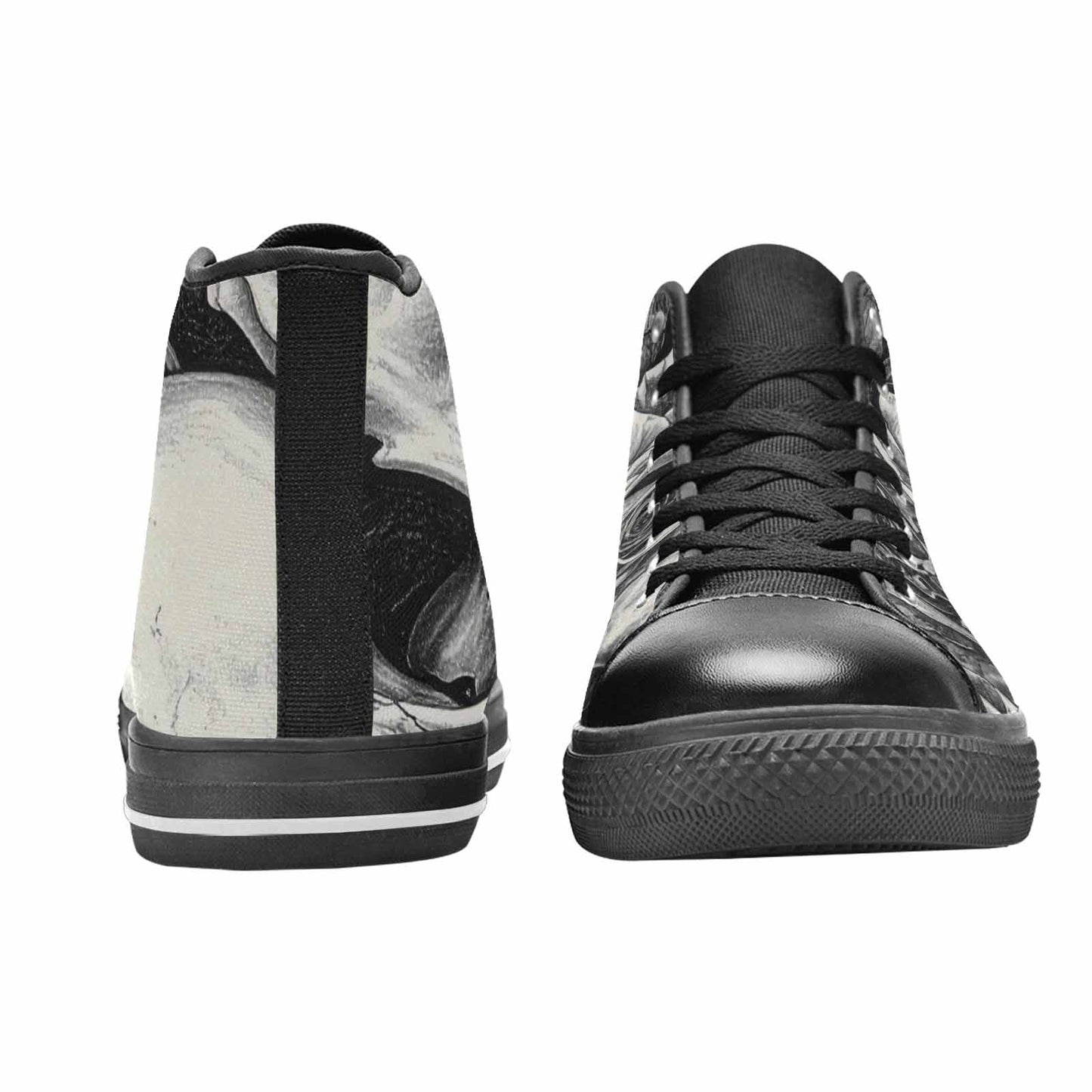 MEN'S Skulls Roses Pen Ink High Top Canvas Surreal Custom Sneakers