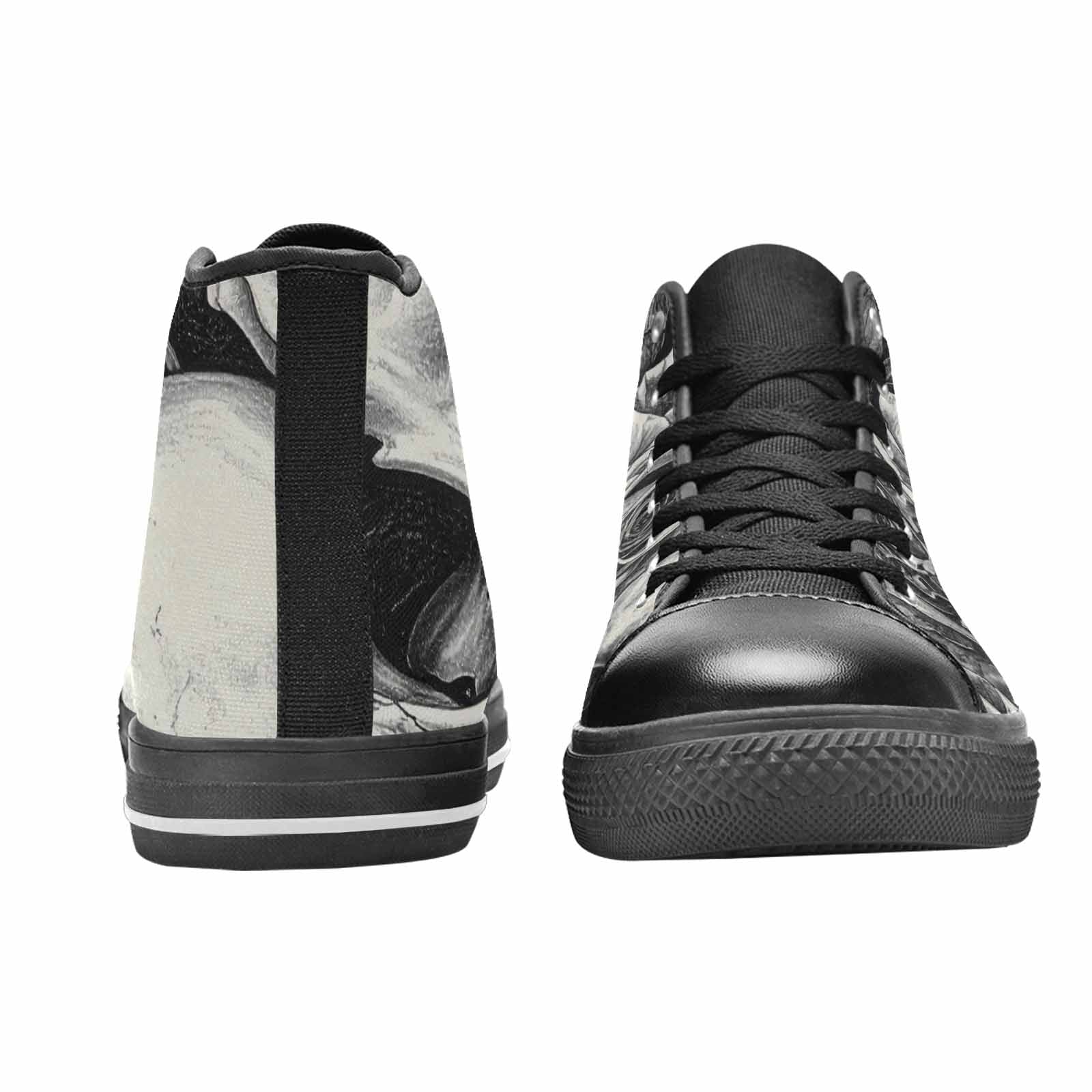 MEN'S Skulls Roses Pen Ink High Top Canvas Surreal Custom Sneakers