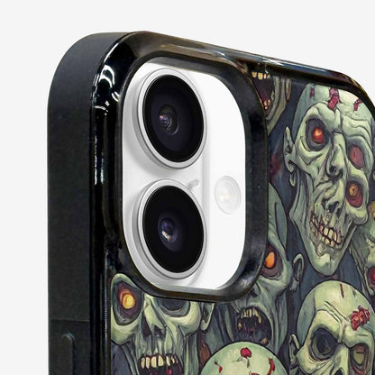iPhone 16 Plus Case — Zombie Head Pattern Hundreds Of Small, Custom Made Phone Cover