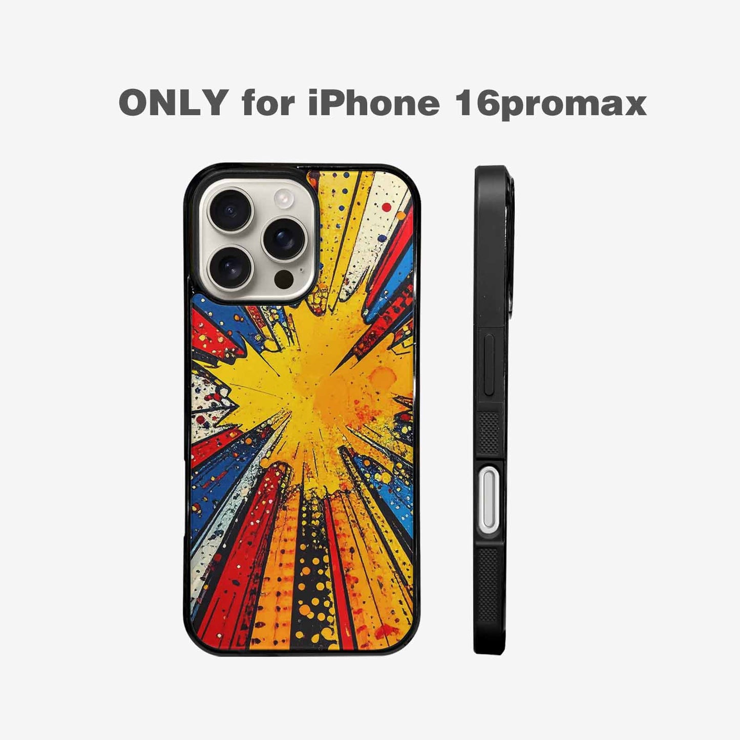iPhone 16 Pro Max Case — Comic Halftone Comic Bursts Pattern Hundreds, Custom Designed Case Cover