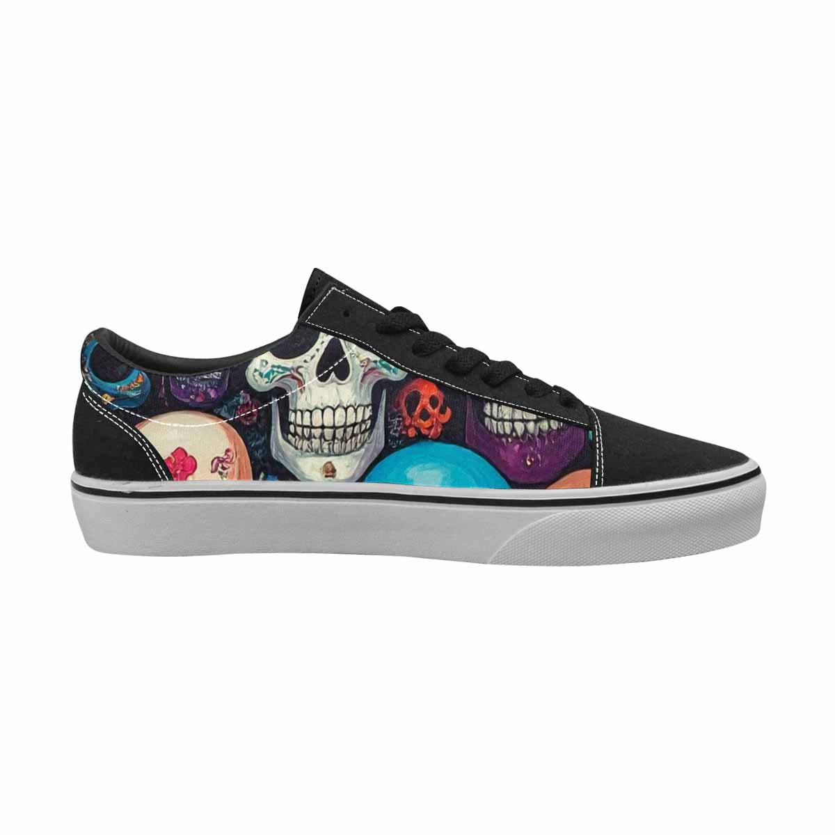 WOMEN'S Skulls (general) Skulls Lace-Up Canvas Vivid Custom Sneakers