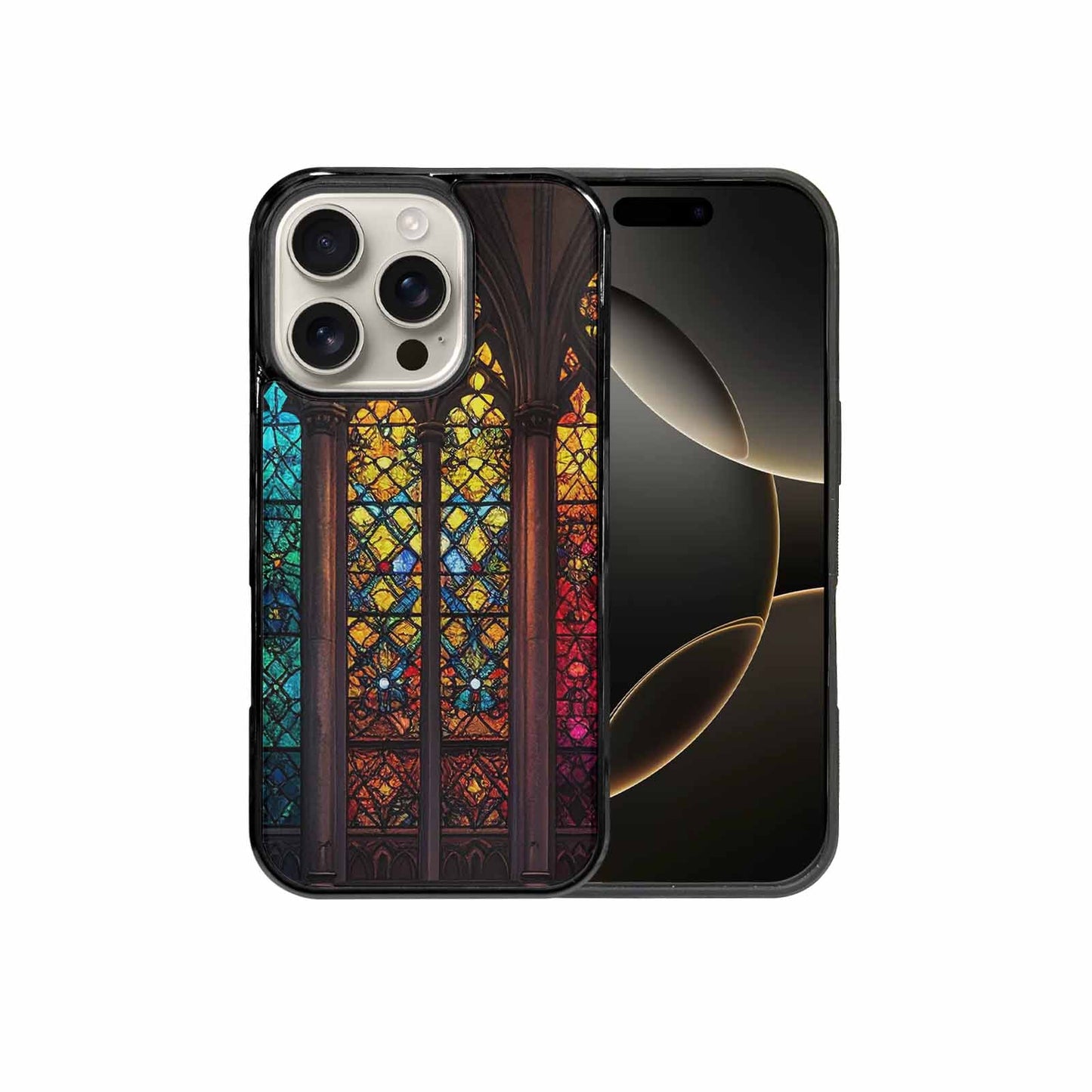 iPhone 16 Pro Case — Stained Glass Window Pattern Seamless Repeat, Custom Printed Phone Case