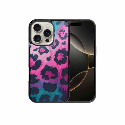 iPhone 16 Pro Case — Leopard Neon Pink Teal Airbrush, Unique Phone Case Design