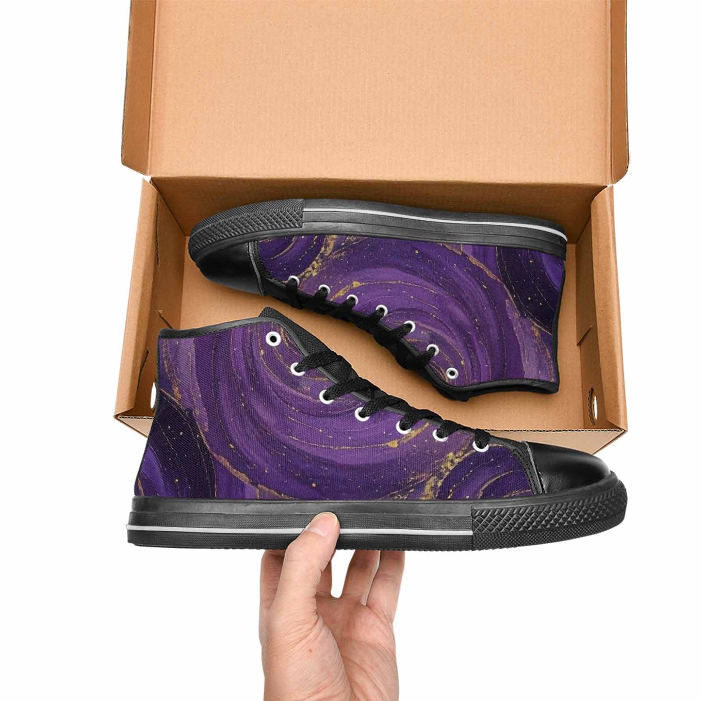 MEN'S Starry Night Nebula Brushstroke High Top Canvas Dreamcore Custom Shoes