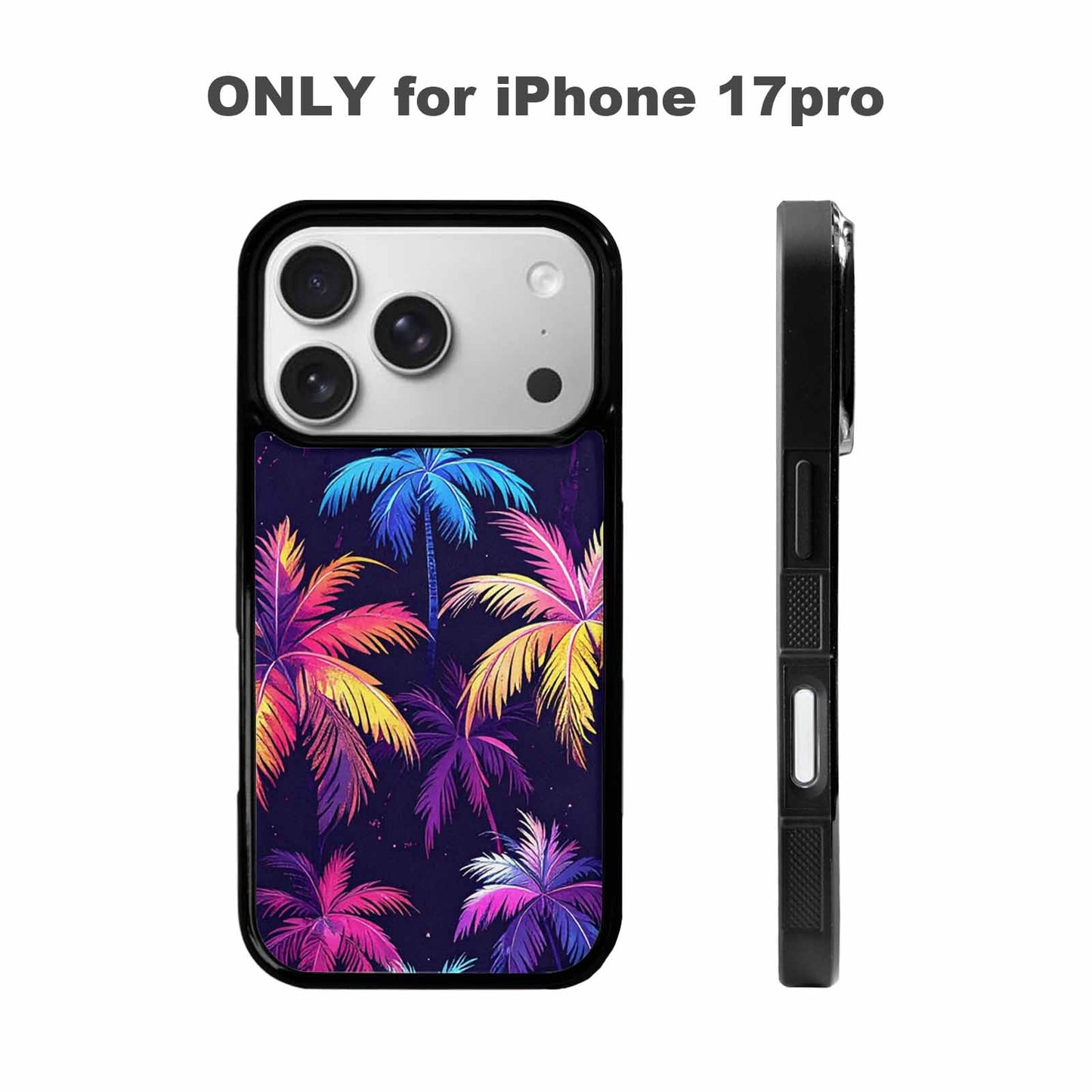 iPhone 17 Pro Case — Chrome Bling Palm Tree Original Art, Unique Phone Case Design