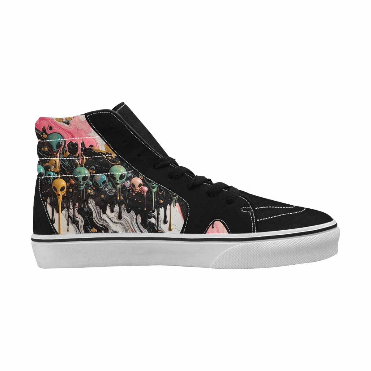 MEN'S Aliens  Marble Melting High Top Canvas Surreal Shoes