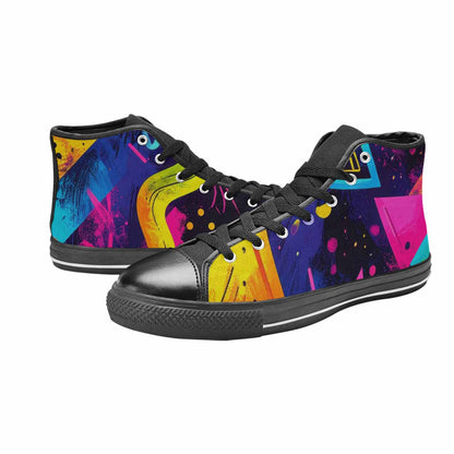WOMEN'S Memphis Squiggles Triangles Dots High Top Canvas Neon Fantasy Shoes