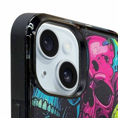 iPhone 15 Plus Case — Vibrant Camo 1000\'s Of Skeletons Neon, Personalized Phone Case
