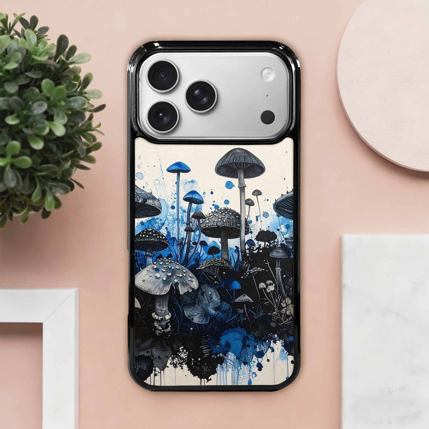 iPhone 17 Pro Max Case — Mushrooms (general) Black &amp; Original Art, Unique Phone Case Design