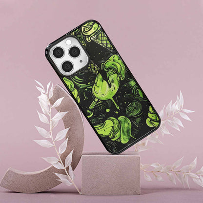 iPhone 15 Pro Max Case — Ice Cream Motif Black Green Ink, Personalized Phone Case