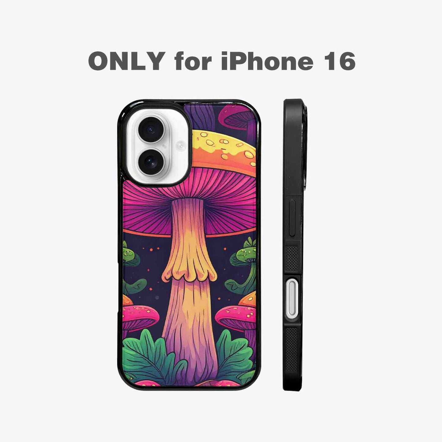 iPhone 16 Case — Psychedelic Mushroom Cartoon Pattern, Custom Print Case Cover