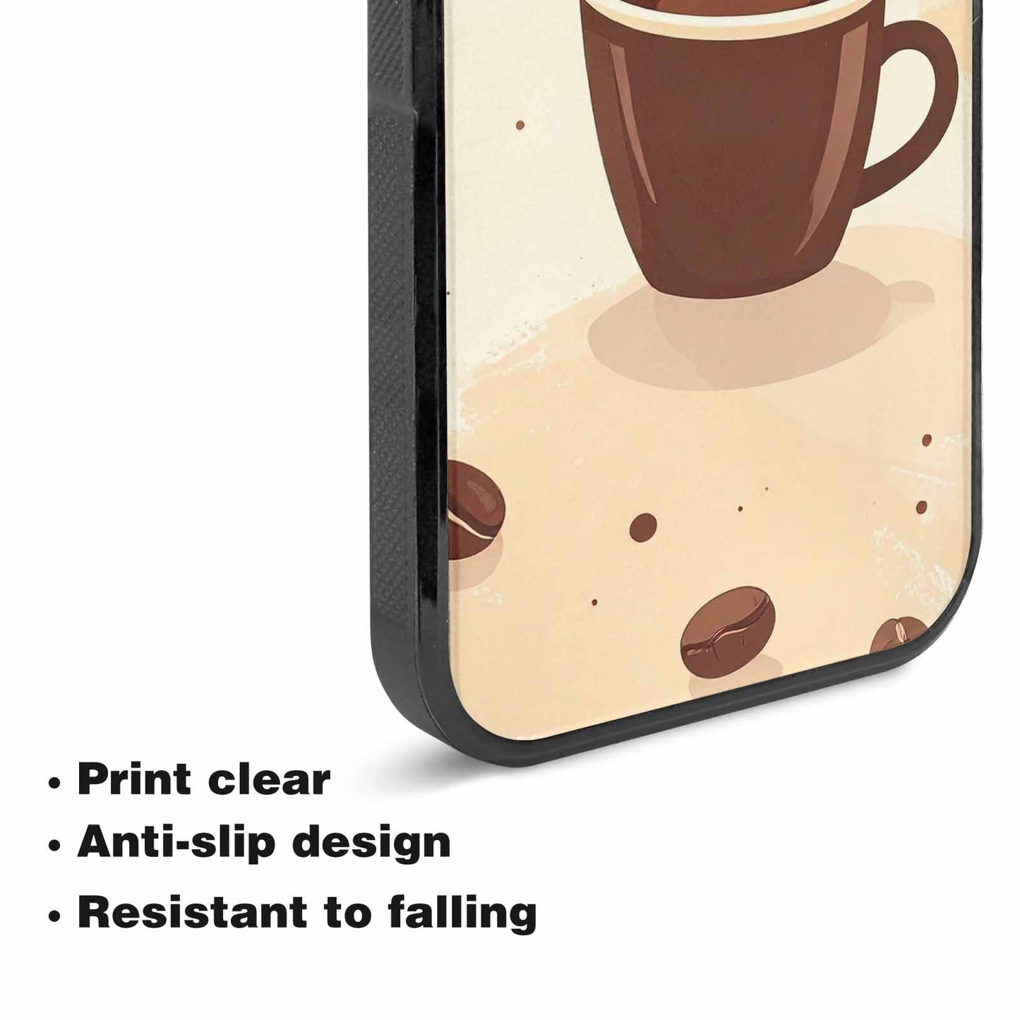 iPhone 15 Plus Case — Coffee Cup And Bean Pattern Seamless, Custom Art Phone Cover