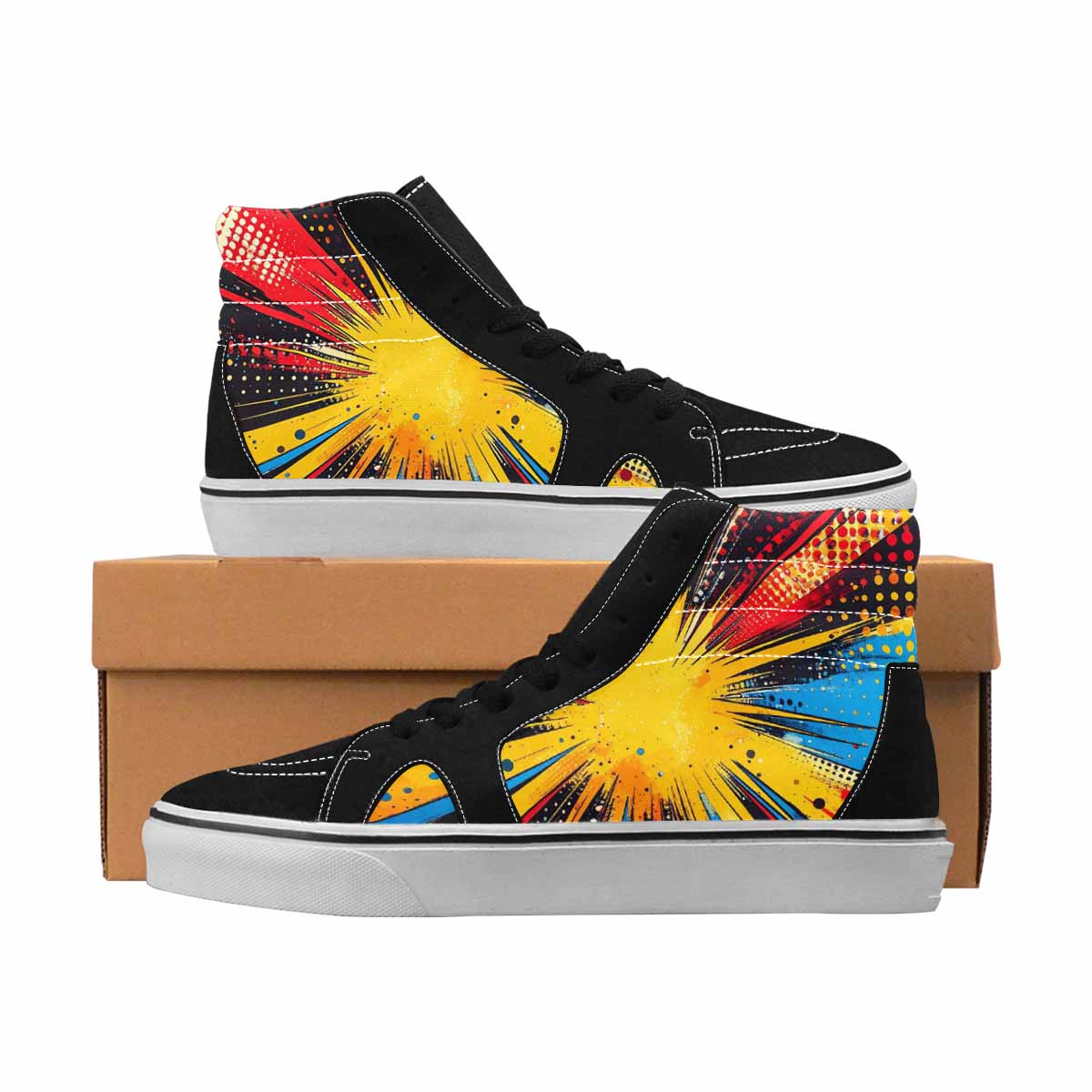 MEN'S Comic Pop Art High Top Canvas Bold Print Neon Fantasy Custom Streetwear Shoes