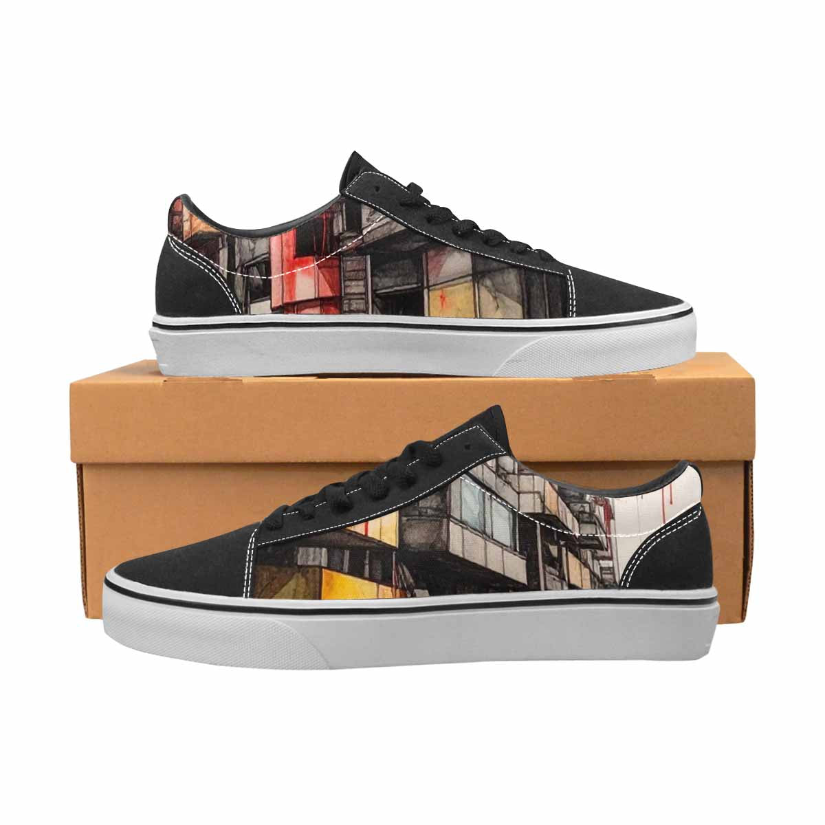 WOMEN'S Liminal Space Fragment Lace-Up Canvas Wallpaper Art Sneakers