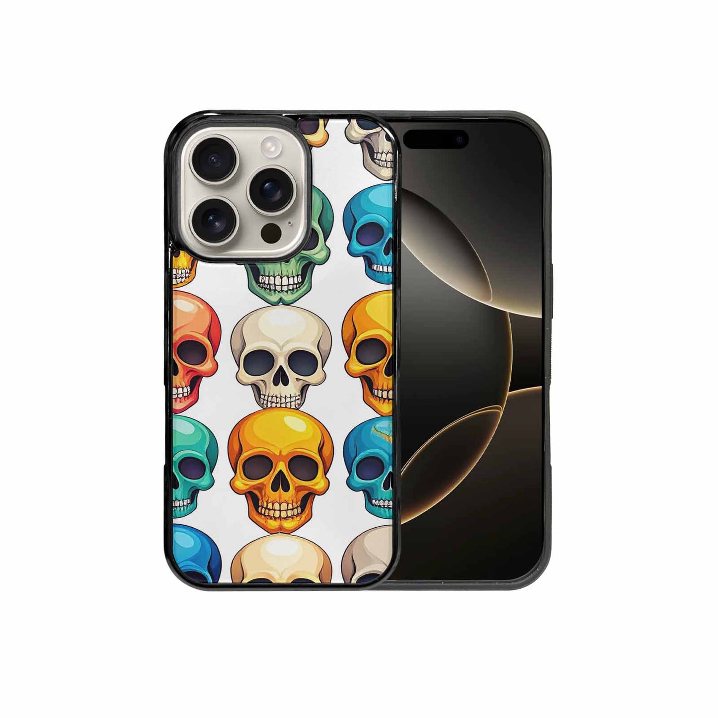 iPhone 16 Pro Case — Vibrant Skull Seamless, Custom Print Case Cover