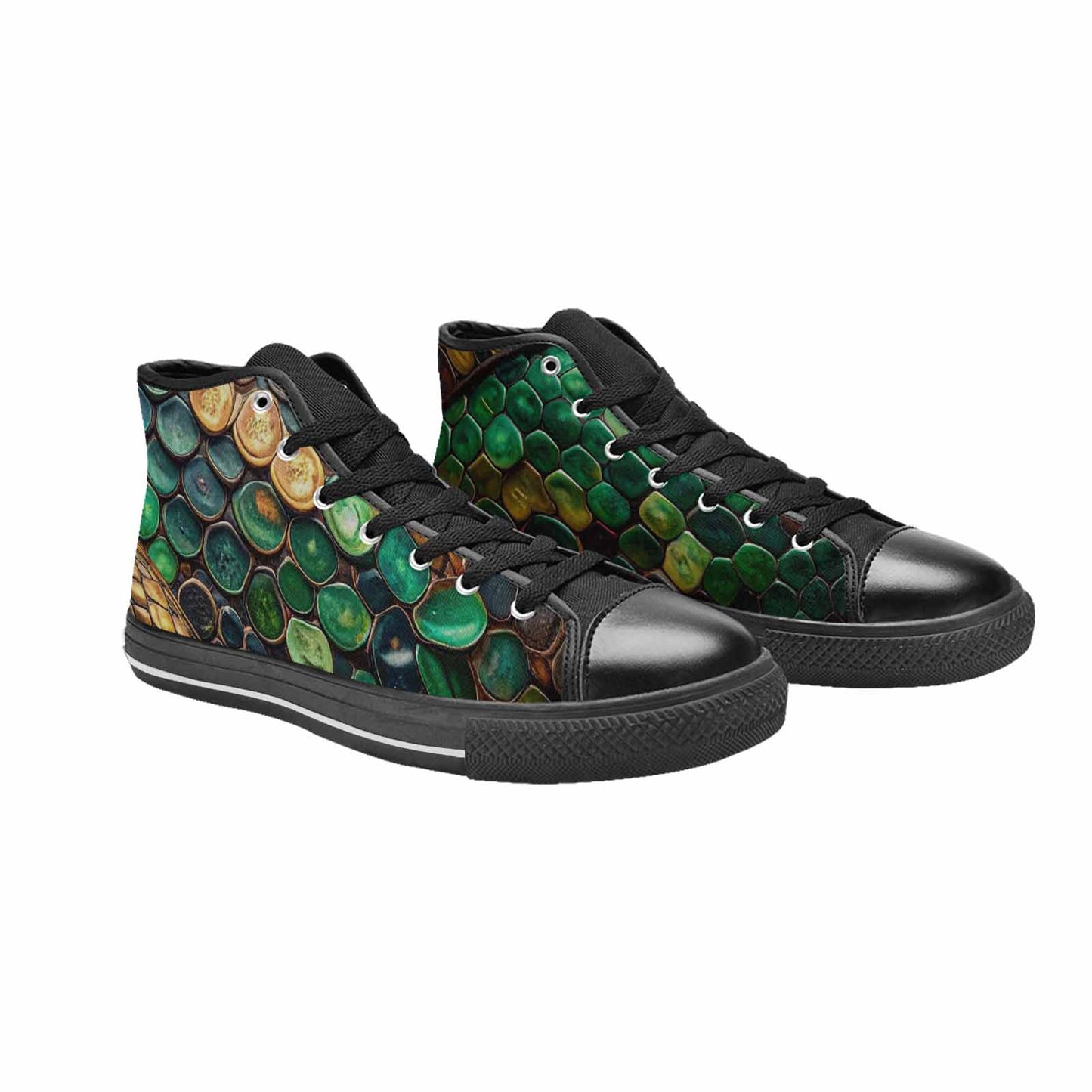 MEN'S Snake Skin Reptile High Top Canvas Wallpaper Art Custom Sneakers