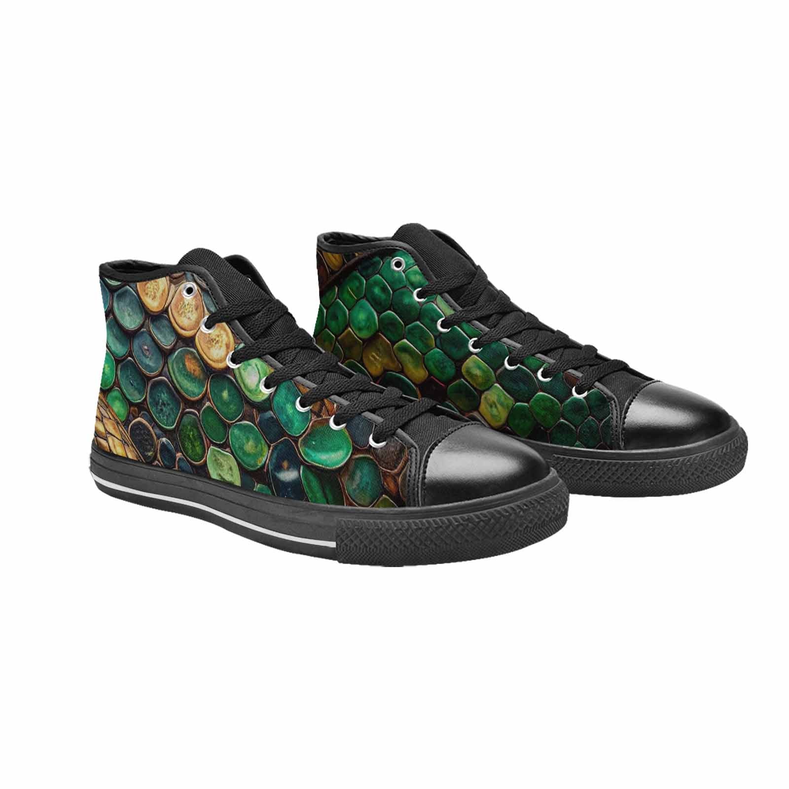 MEN'S Snake Skin Reptile High Top Canvas Wallpaper Art Custom Sneakers