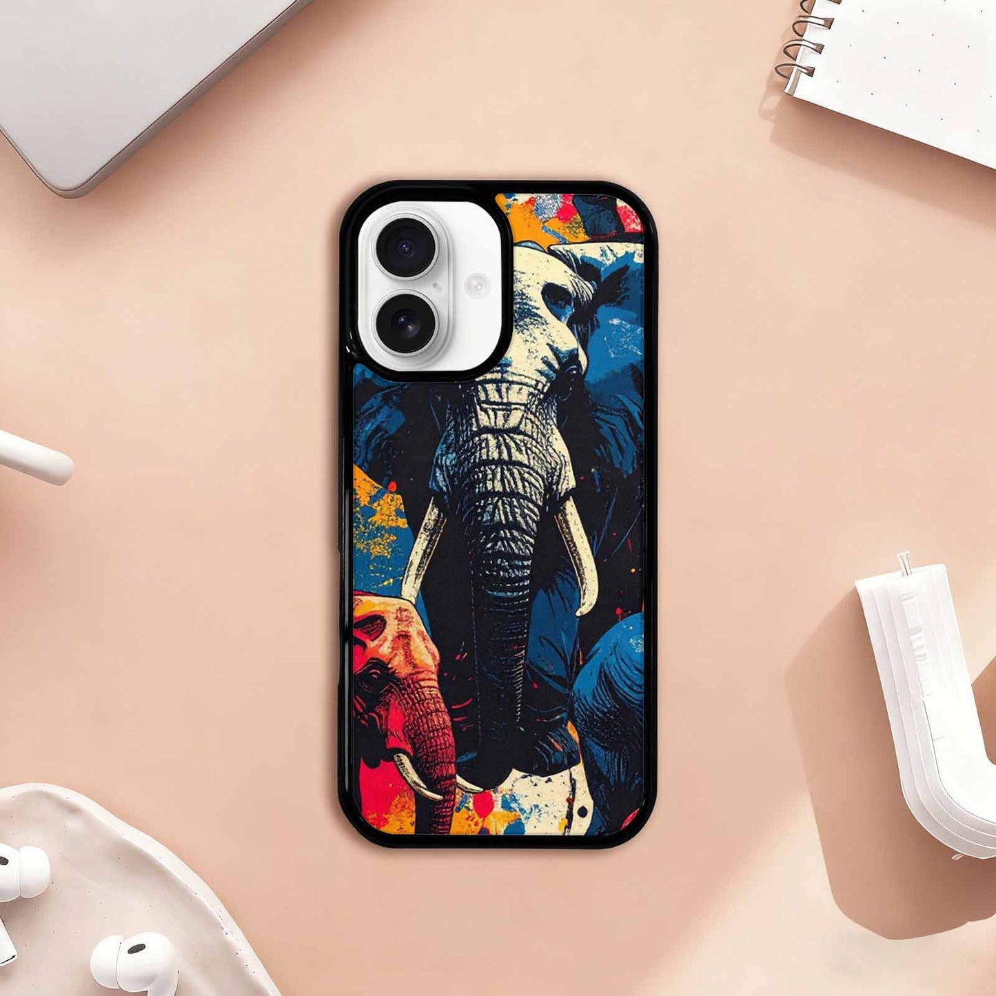 iPhone 17 Case — Bold Splatter Elephant Original Art, Custom Phone Case