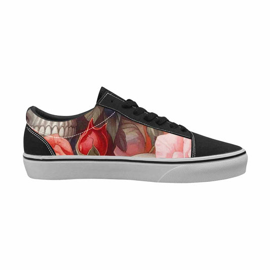 WOMEN'S Skulls Roses Soft Airbrush Canvas Lace-Up Vivid Shoes