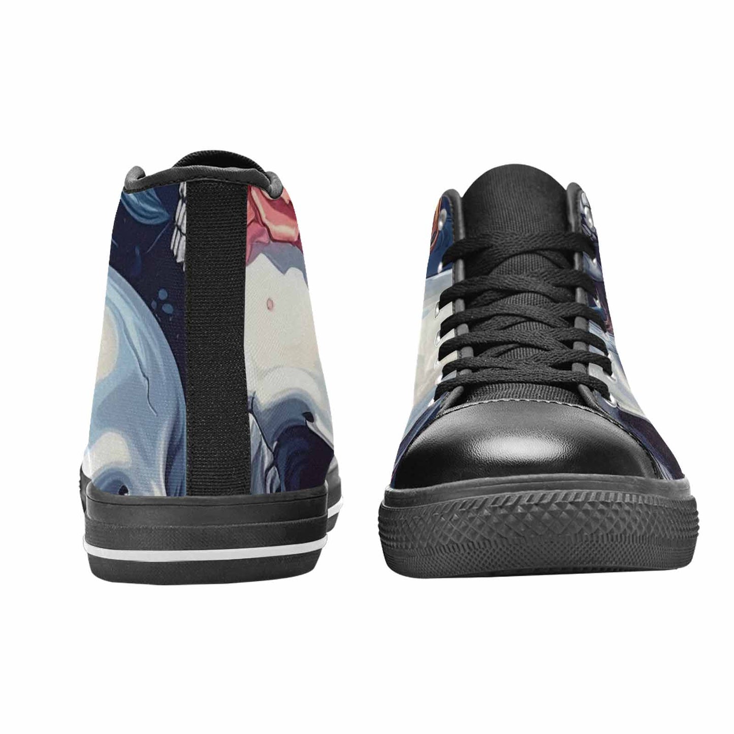 WOMEN'S Skulls Roses Chrome Airbrush High Top Canvas Aesthetic Shoes