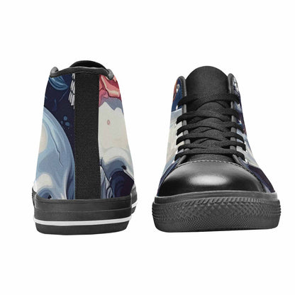 WOMEN'S Skulls Roses Chrome Airbrush High Top Canvas Aesthetic Shoes