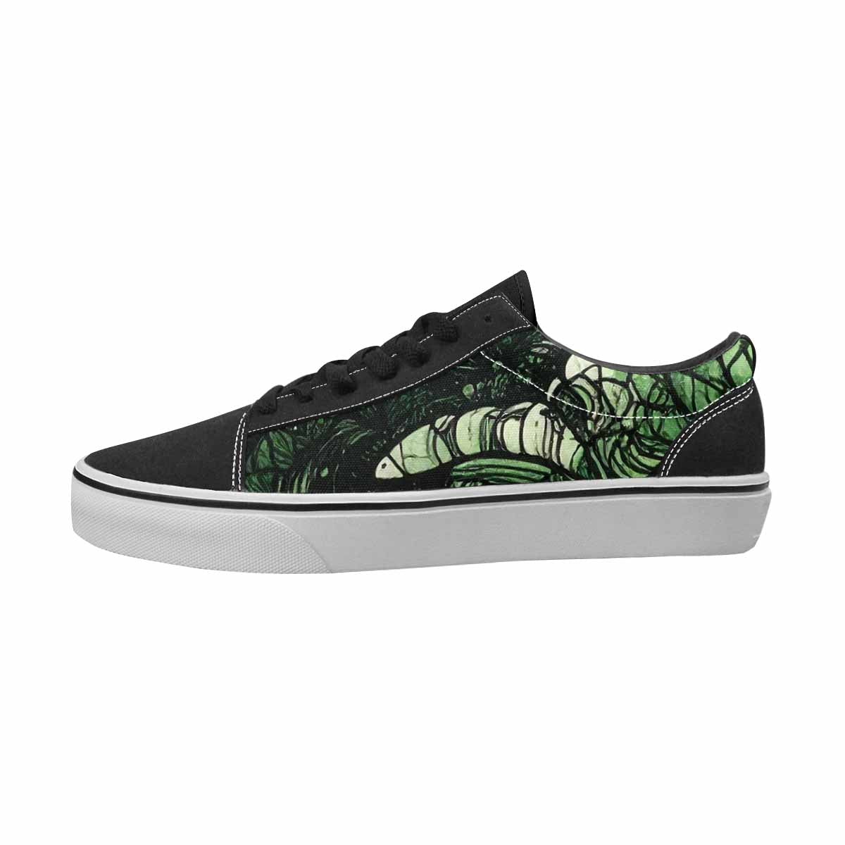 MEN'S Sea Creatures Black & Green Ink Canvas Custom Design Kaleidoscope Custom Kicks