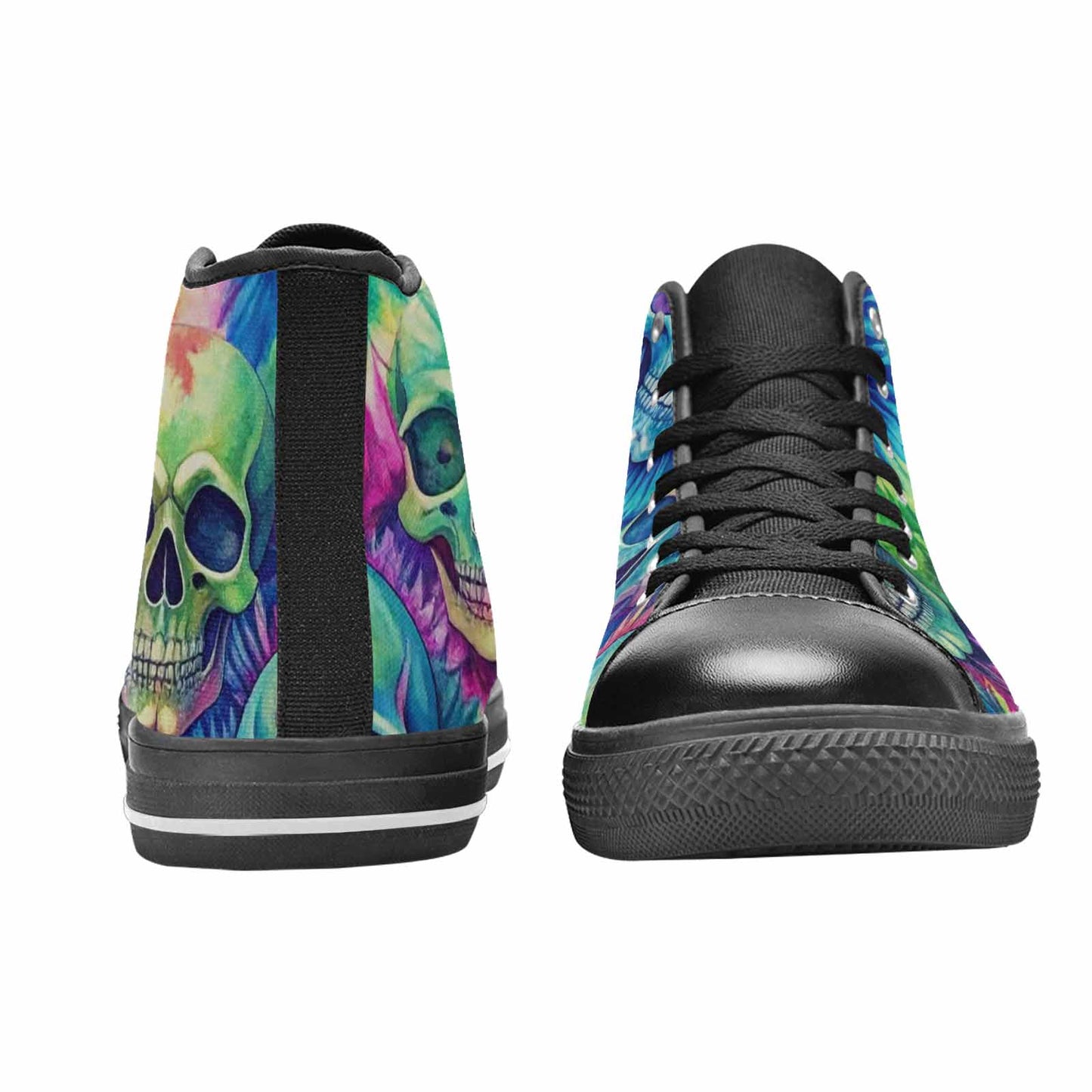 MEN'S Tie Dye Skulls Print High Top Canvas Aesthetic Sneakers