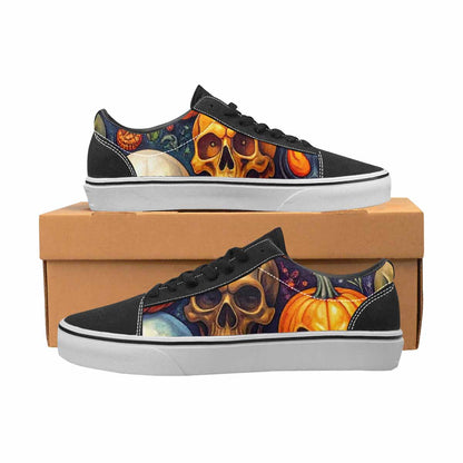 WOMEN'S Skulls - Halloween Canvas Lace-Up Wallpaper Art Shoes
