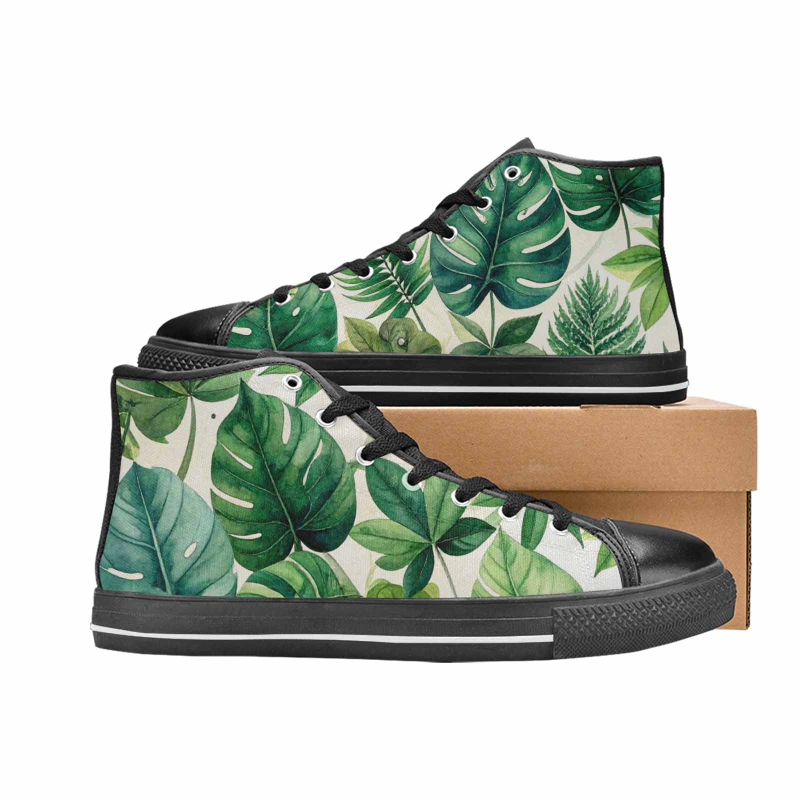 MEN'S Seven-Point Palmate Leaf High Top Canvas Grunge Custom Sneakers