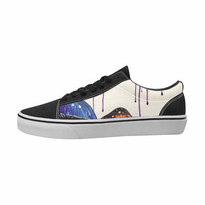 WOMEN'S Mushrooms Black & Purple Ink Canvas Unique Print Neon Fantasy Shoes