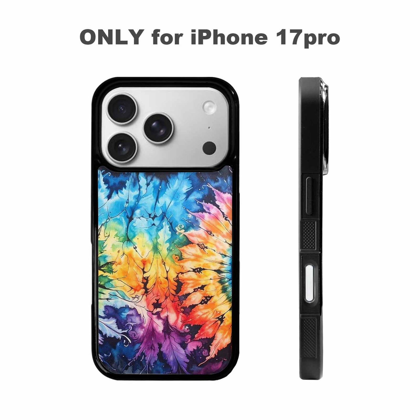 iPhone 17 Pro Case — Black Blue Ink Tie Dye Tie, Original Design Phone Case