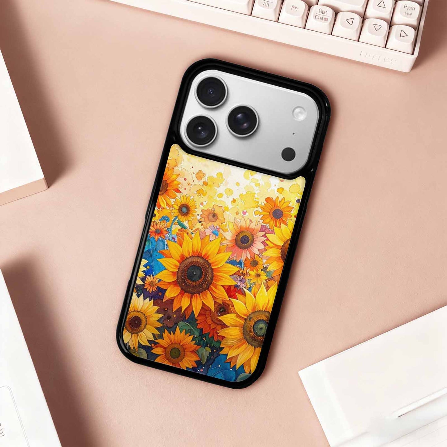 iPhone 17 Pro Case — Full Color Vibrant Sunflower Burst Floral, Custom Designed Case Cover
