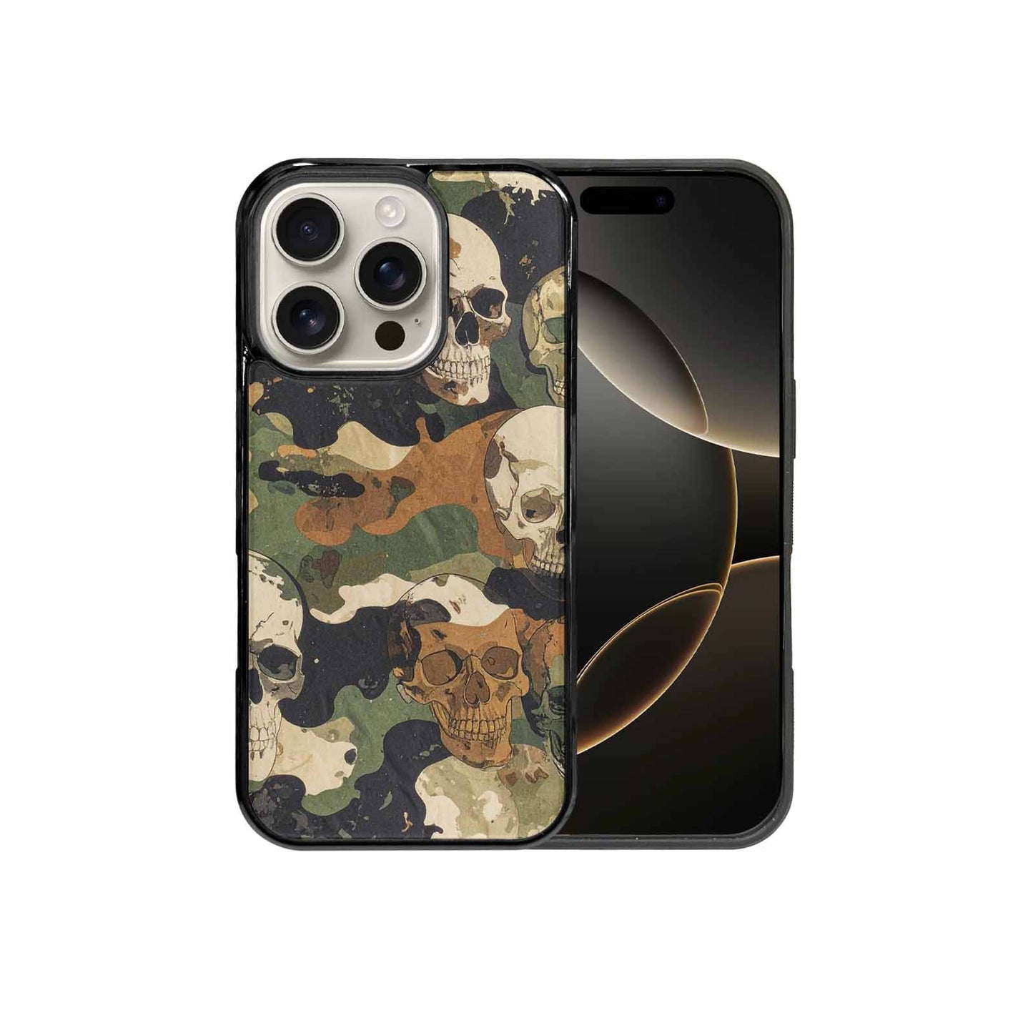 iPhone 16 Pro Case — Military Camo Texture Combined With Distressed, Personalized Phone Case
