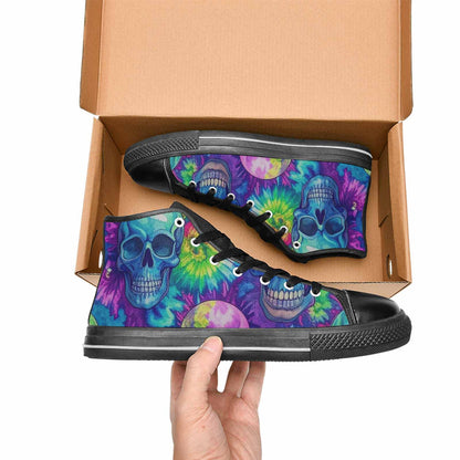 WOMEN'S Tie Dye Skulls Print High Top Canvas Aesthetic Sneakers