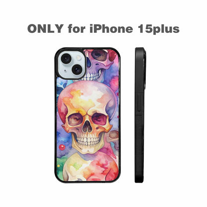 iPhone 15 Plus Case — Kulls Watercolor Skulls Small Skull Pattern, Original Design Phone Case