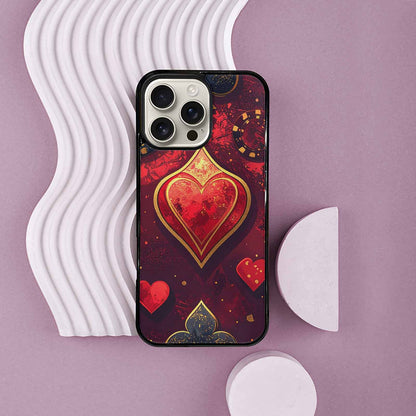 iPhone 16 Pro Max Case — Playing Card Suits Pattern Poker Chips, Custom Phone Case