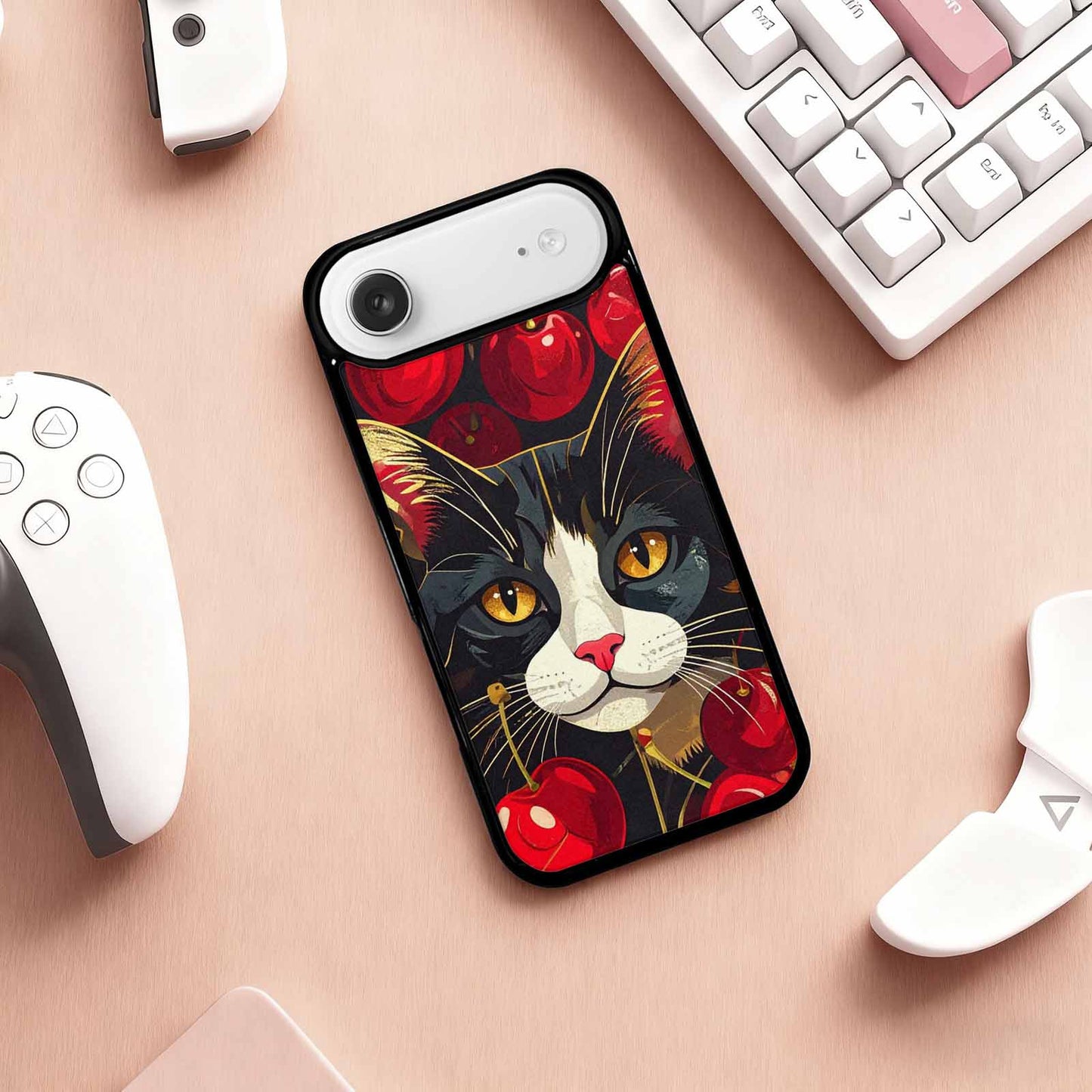 iPhone 17 Air Case — Retro Cherry Cat Face Retro Vintage, Custom Designed Case Cover
