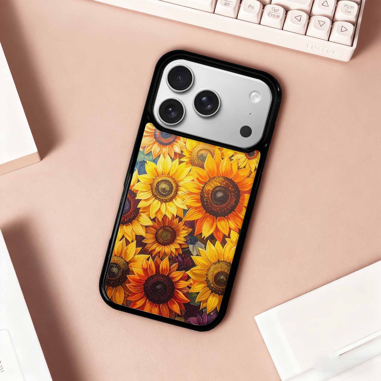 iPhone 17 Pro Case — Full Color Vibrant Sunflower Burst Floral, Original Design Phone Case