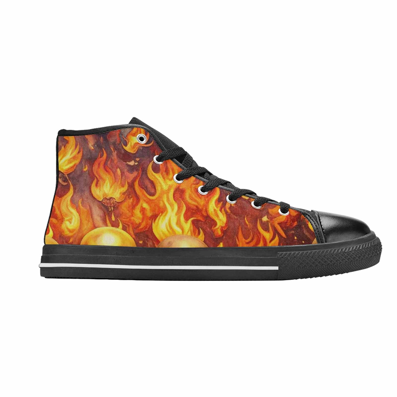 WOMEN'S Skulls - Flaming High Top Canvas Cottagecore Shoes