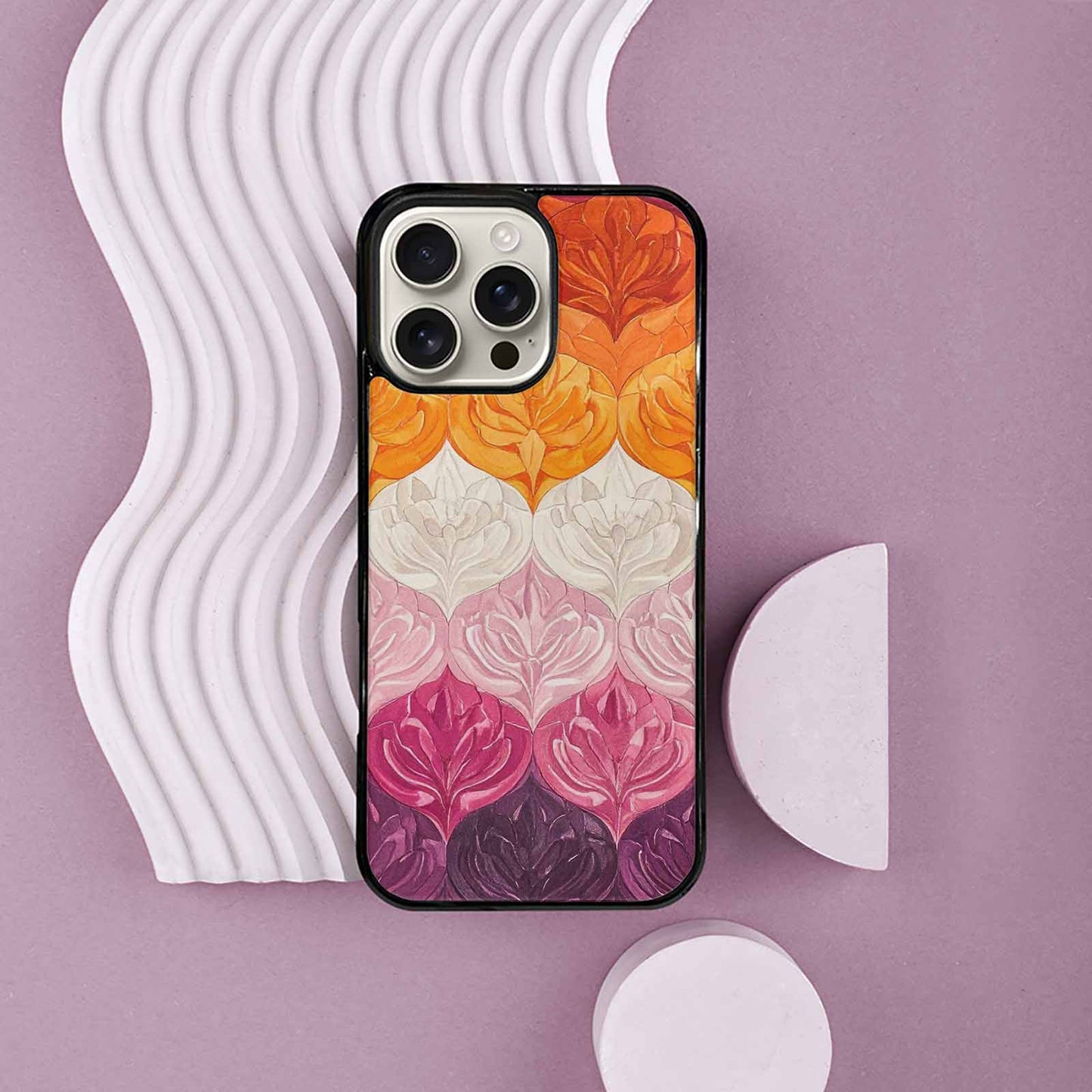 iPhone 16 Pro Max Case — Lesbian Flag Color Theme Small Rainbow, Customized Protective Case