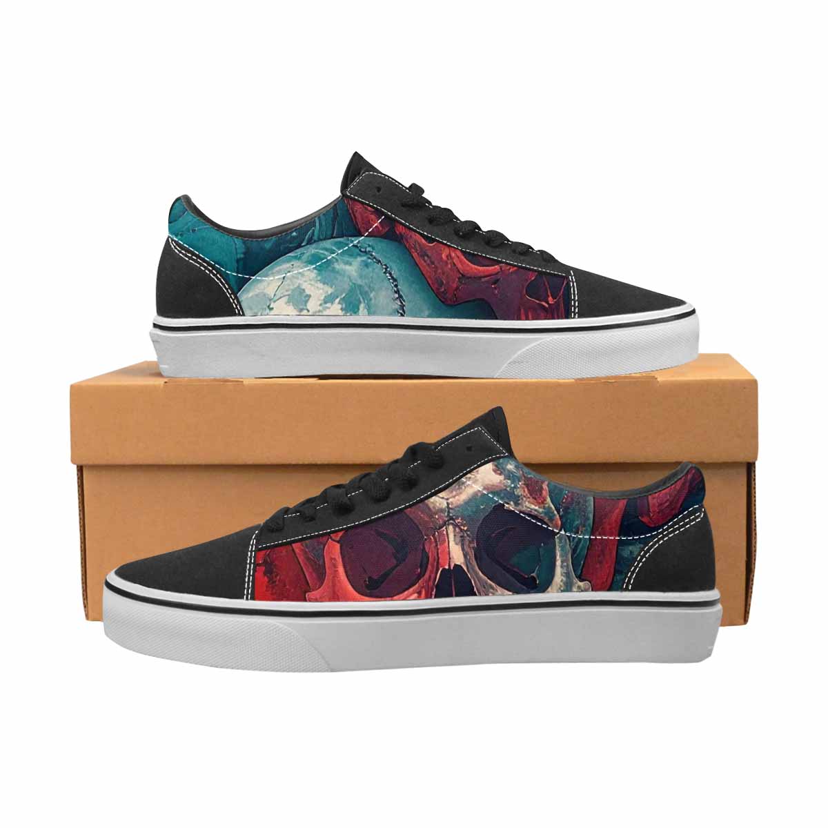WOMEN'S Marble Skull Canvas Lace-Up Aesthetic Custom Shoes