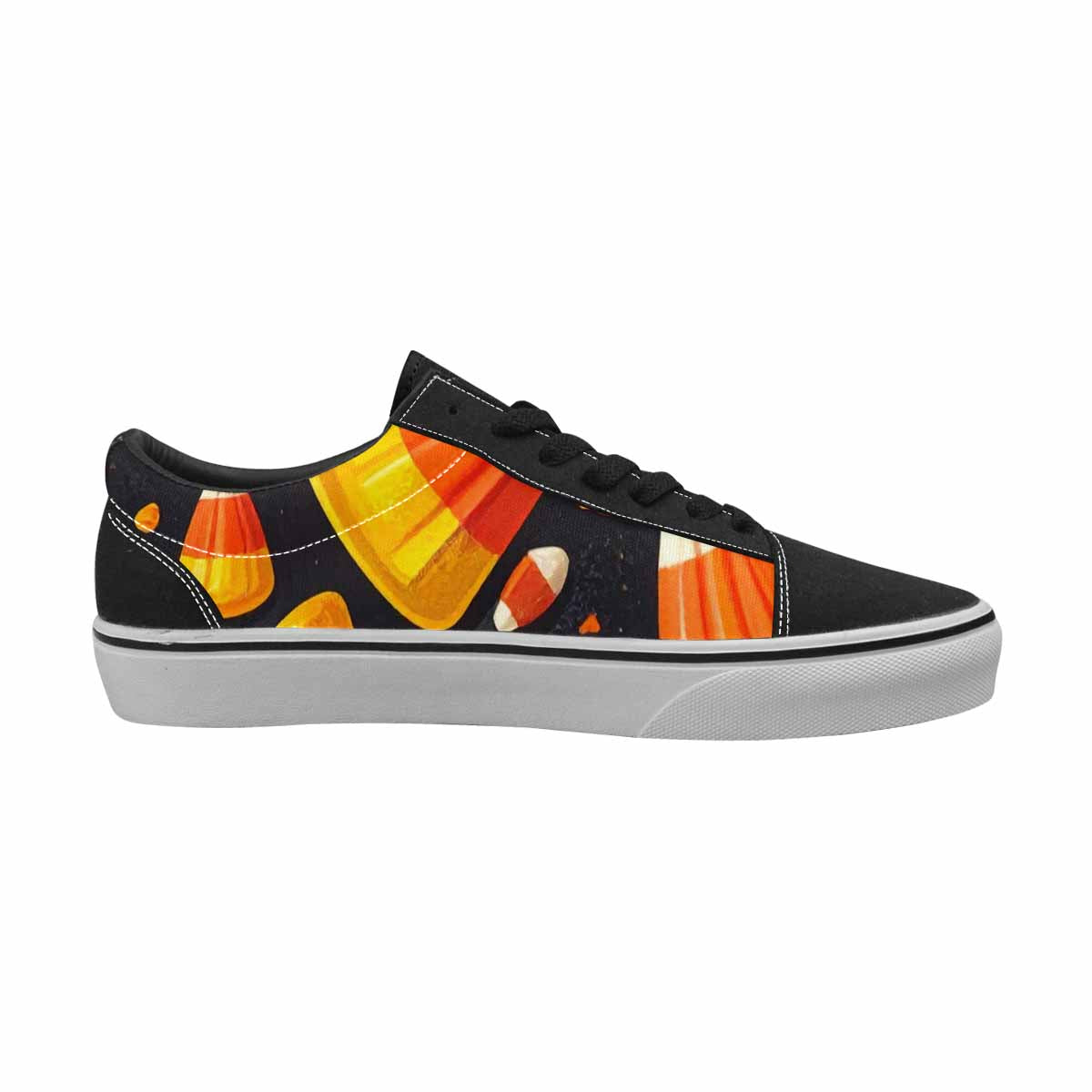 WOMEN'S Halloween Candy Corn Canvas Lace-Up Neon Fantasy Custom Sneakers
