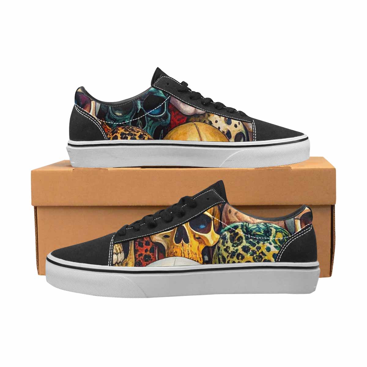 WOMEN'S Skulls Lace-Up Canvas Vivid Custom Sneakers