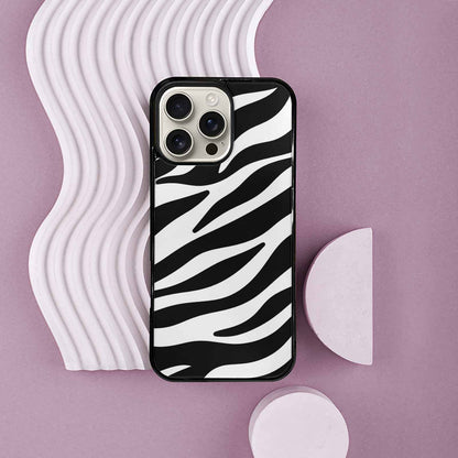 iPhone 16 Pro Max Case — Zebra Print Black White Custom, Custom Designed Case Cover