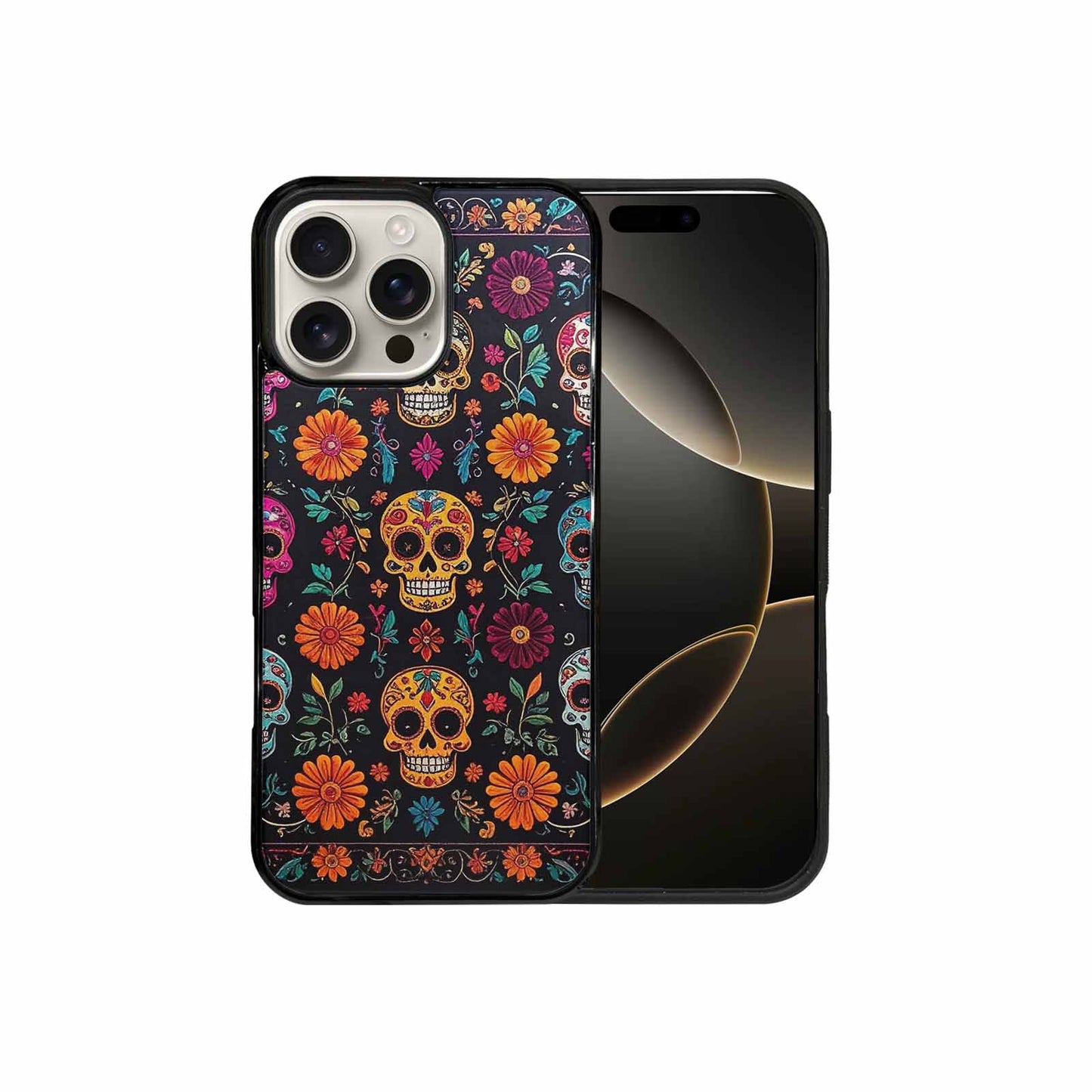 iPhone 16 Pro Max Case — Colorful Dia De Los Muertos Sugar, Custom Designed Case Cover