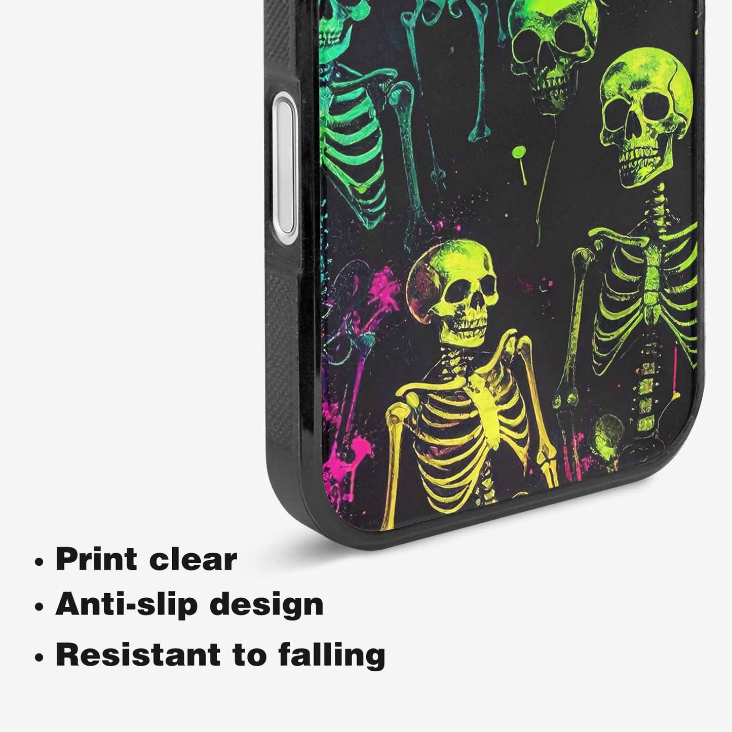 iPhone 16 Plus Case — Skeletons Neon Green Glowskele, Custom Printed Phone Case