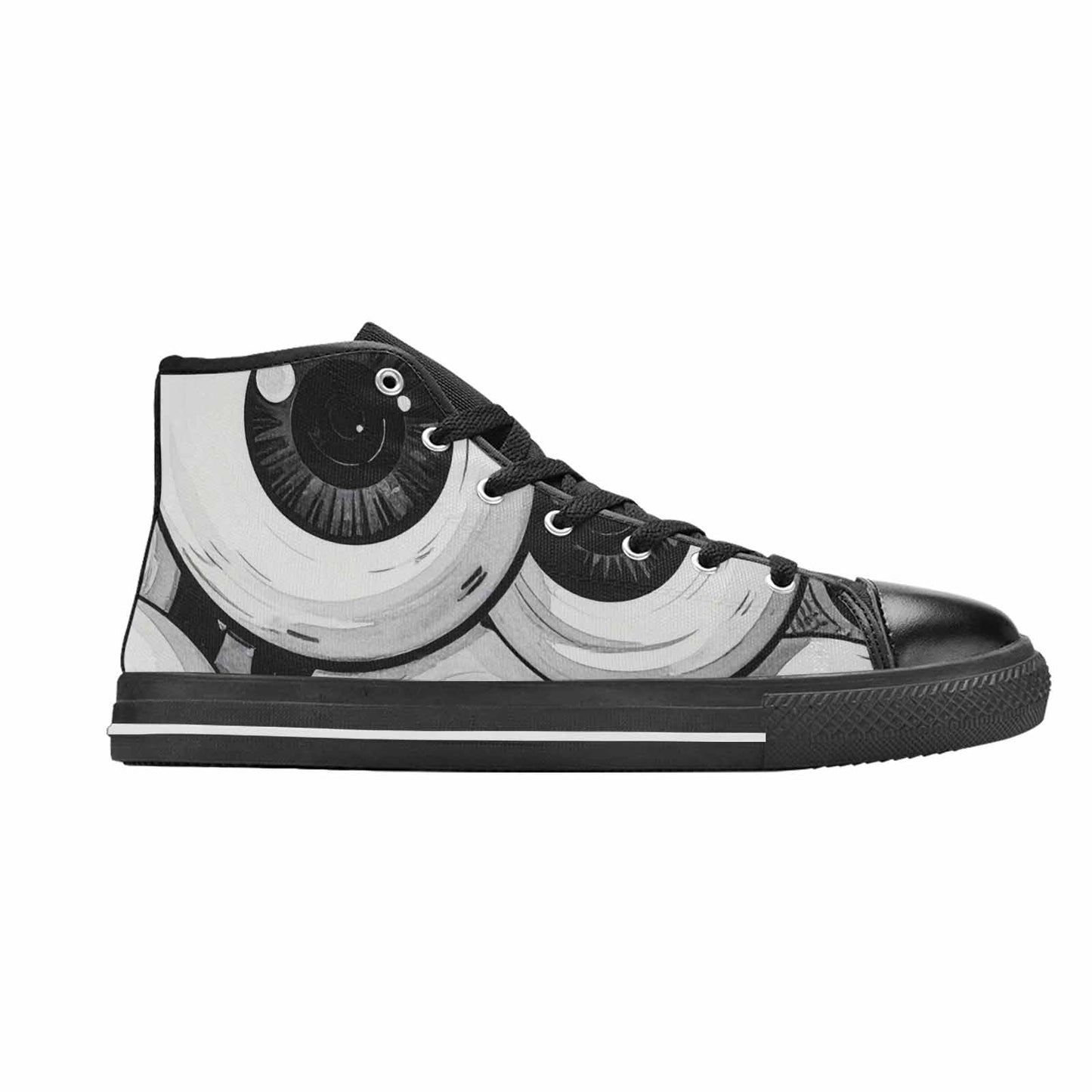 WOMEN'S Googly Cartoon Eyeballs High Top Canvas Vibrant Chaos Custom Shoes