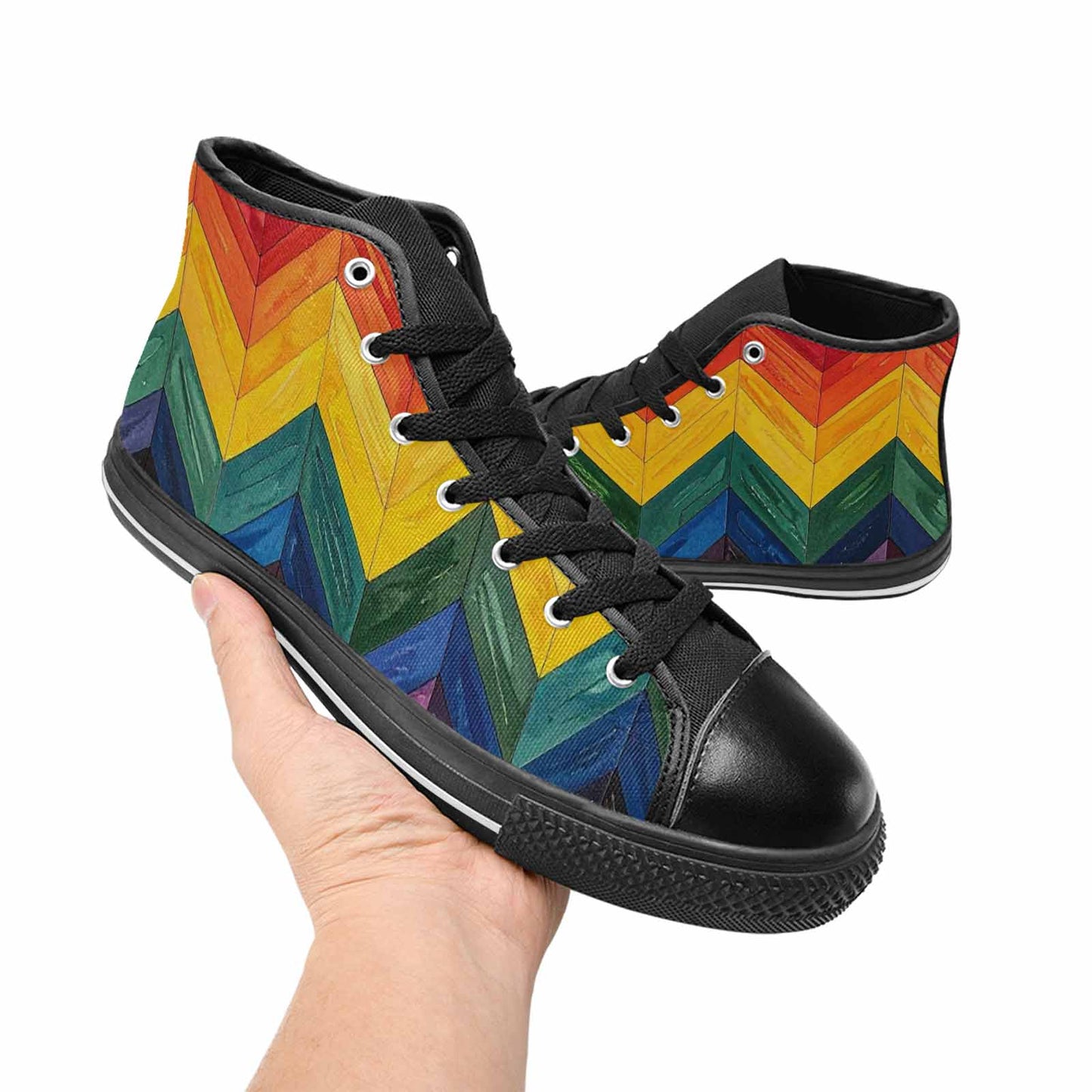 MEN'S Progress Pride Flag High Top Canvas Vibrant Chaos Shoes