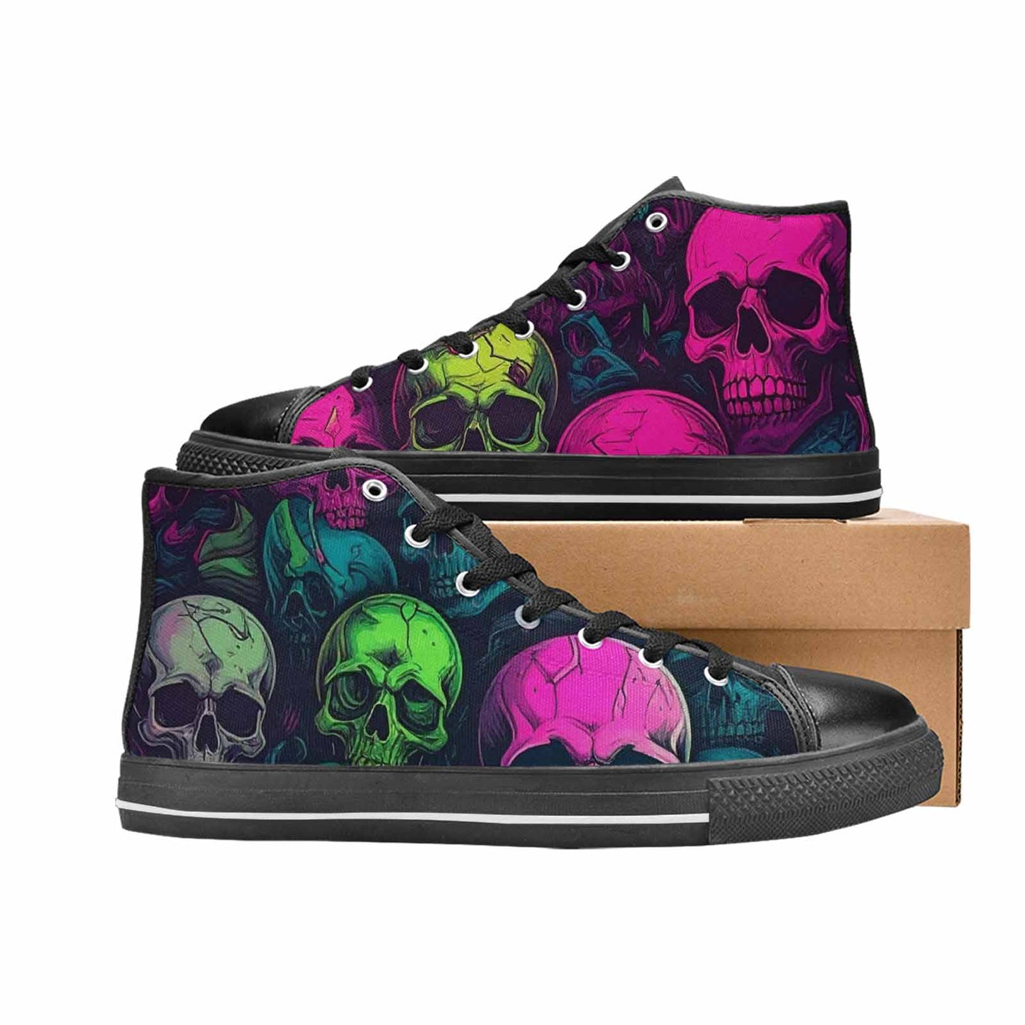 WOMEN'S Skulls - Neon High Top Canvas Dark Academia Shoes